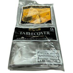 table cover plastic rectangular silver 54x108" amscan Halloween decor READ NEW